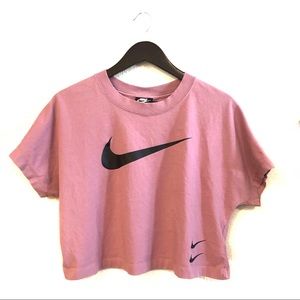 Nike Swoosh Pink Crop Top Sz L EUC